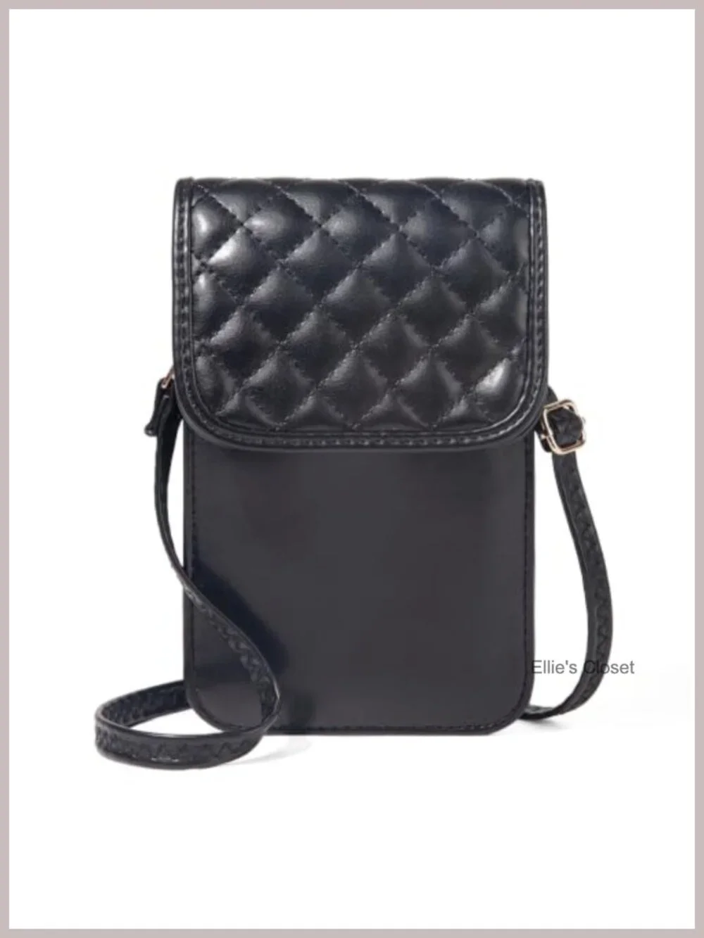 Quilted Faux Leather Crossbody Bag with Phone Pocket
